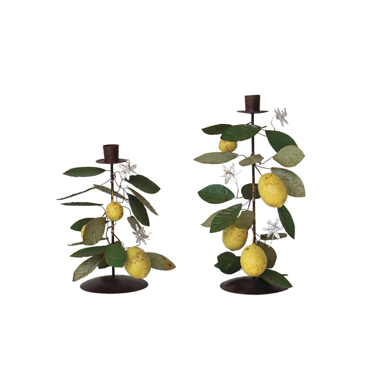 Hello Honey® Multicolor Citrus Grove Metal Taper Candle Holder Set